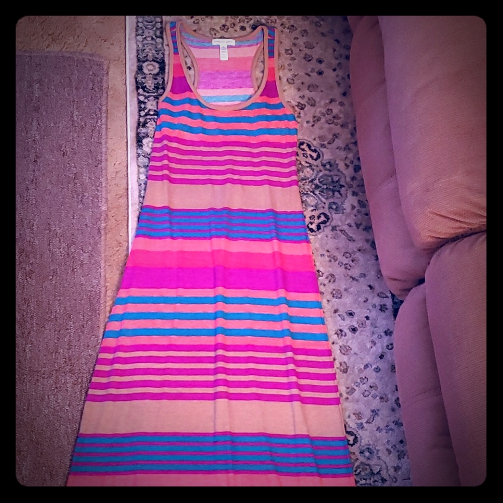 Long striped racer-back dress size small.